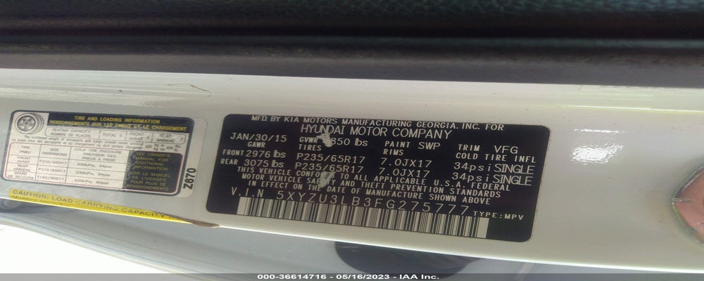 5XYZU3LB3FG275777 2015 HYUNDAI SANTA FE SPORT photo no. 9
