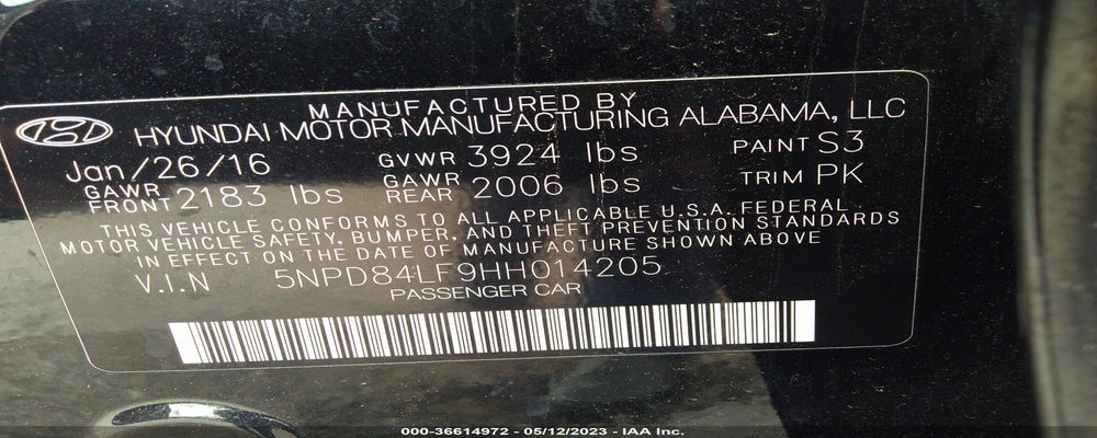 5NPD84LF9HH014205 2017 HYUNDAI ELANTRA photo no. 9