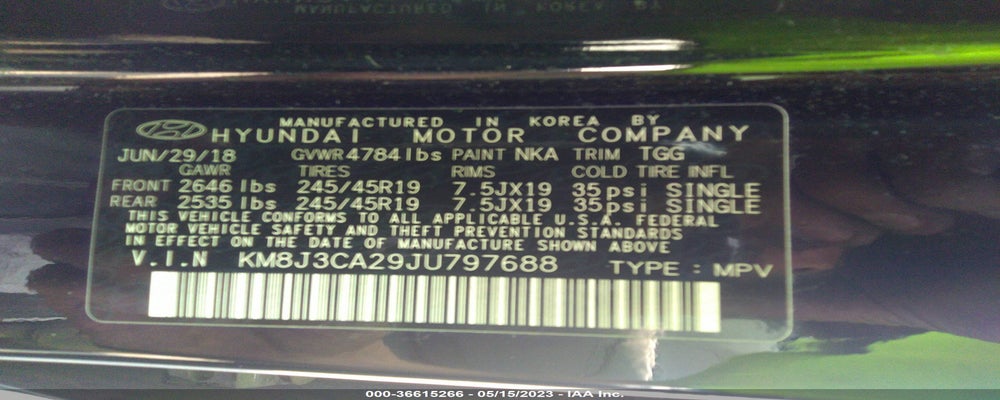KM8J3CA29JU797688 2018 HYUNDAI TUCSON photo no. 9