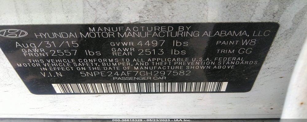 5NPE24AF7GH297582 2016 HYUNDAI SONATA photo no. 9