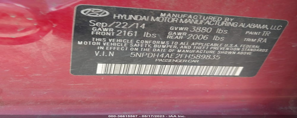 5NPDH4AE2FH589835 2015 HYUNDAI ELANTRA photo no. 9