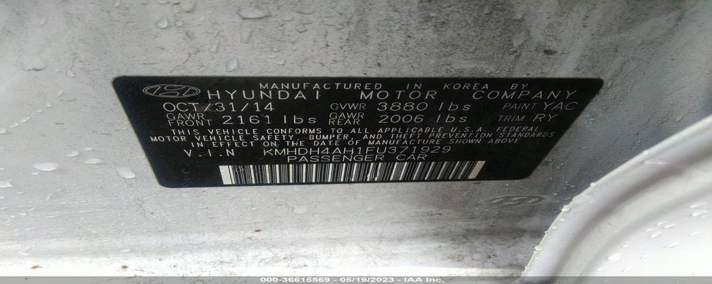 KMHDH4AH1FU371929 2015 HYUNDAI ELANTRA photo no. 9