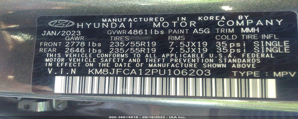 KM8JFCA12PU106203 2023 HYUNDAI TUCSON HYBRID photo no. 9