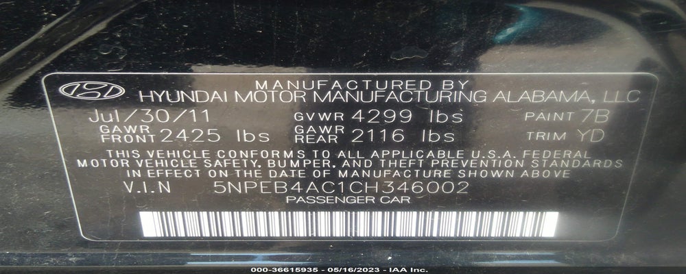 5NPEB4AC1CH346002 2012 HYUNDAI SONATA photo no. 9