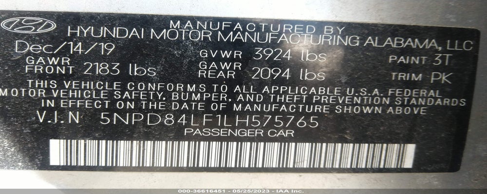 5NPD84LF1LH575765 2020 HYUNDAI ELANTRA photo no. 9