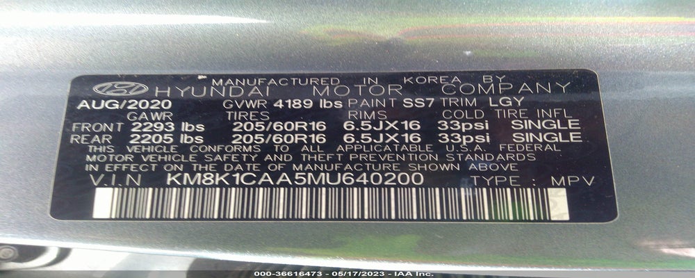 KM8K1CAA5MU640200 2021 HYUNDAI KONA photo no. 9