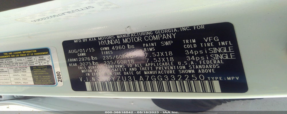 5XYZU3LA7GG332250 2016 HYUNDAI SANTA FE SPORT photo no. 9