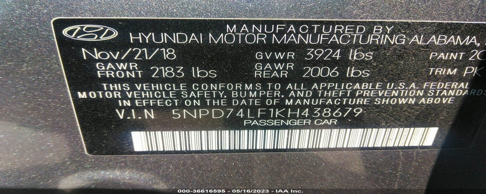 5NPD74LF1KH438679 2019 HYUNDAI ELANTRA photo no. 9