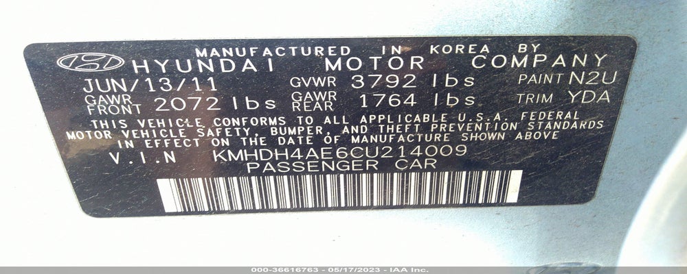 KMHDH4AE6CU214009 2012 HYUNDAI ELANTRA photo no. 9