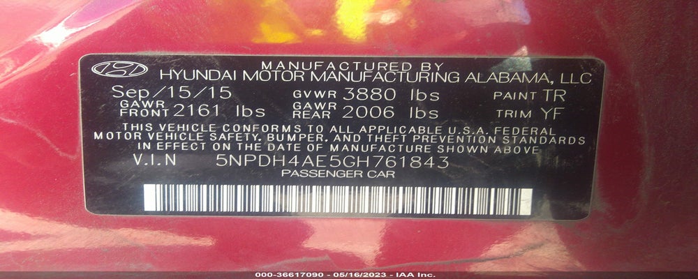 5NPDH4AE5GH761843 2016 HYUNDAI ELANTRA photo no. 9