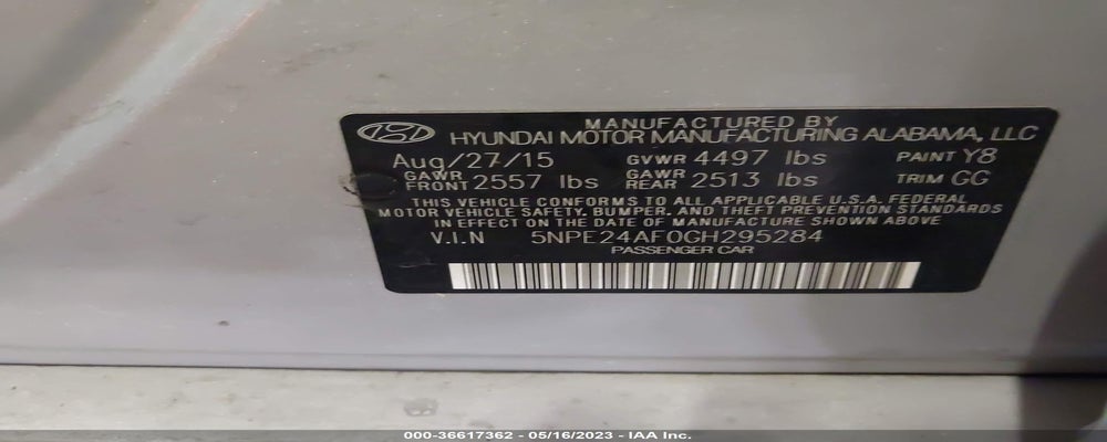5NPE24AF0GH295284 2016 HYUNDAI SONATA photo no. 9