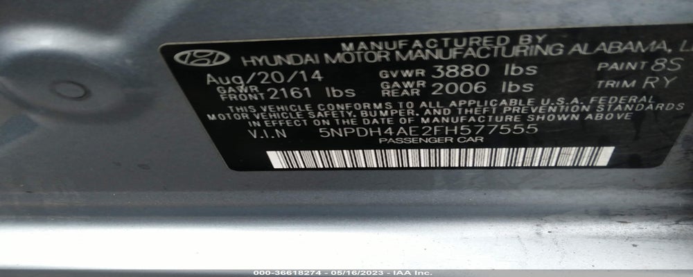 5NPDH4AE2FH577555 2015 HYUNDAI ELANTRA photo no. 9