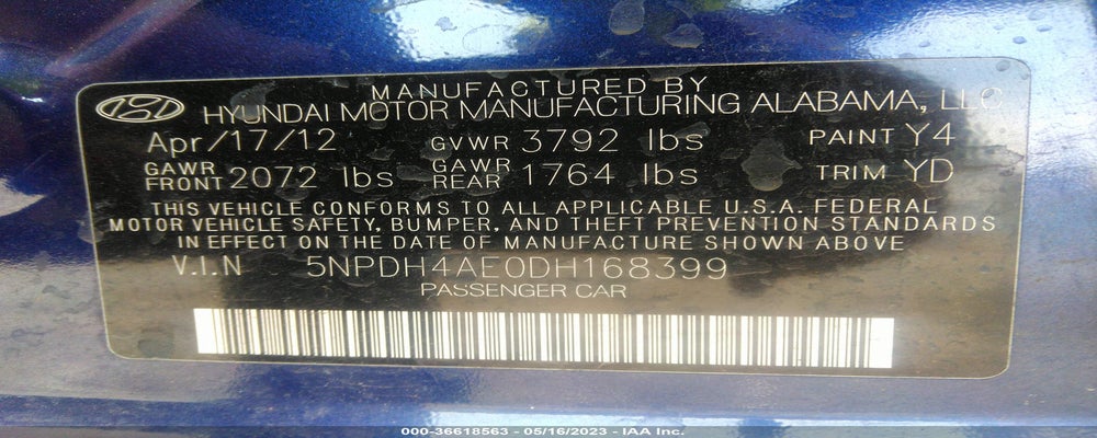 5NPDH4AE0DH168399 2013 HYUNDAI ELANTRA photo no. 9