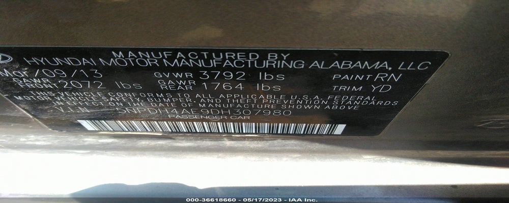 5NPDH4AE9DH307980 2013 HYUNDAI ELANTRA photo no. 9