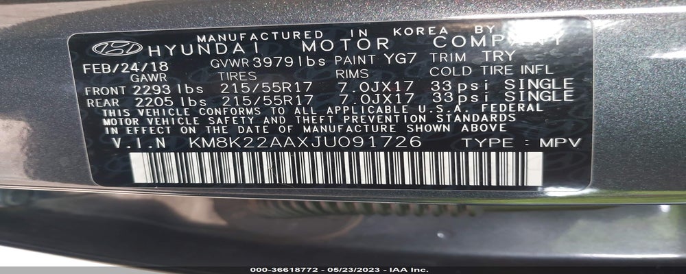 KM8K22AAXJU091726 2018 HYUNDAI KONA photo no. 9