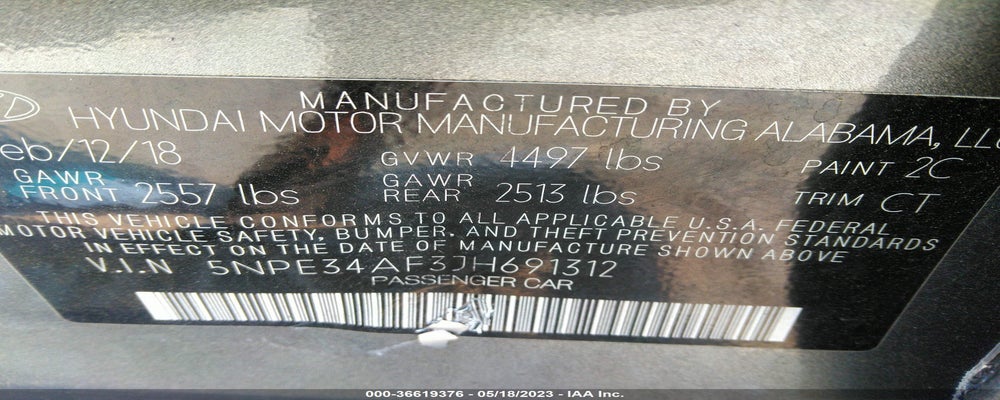 5NPE34AF3JH691312 2018 HYUNDAI SONATA photo no. 9