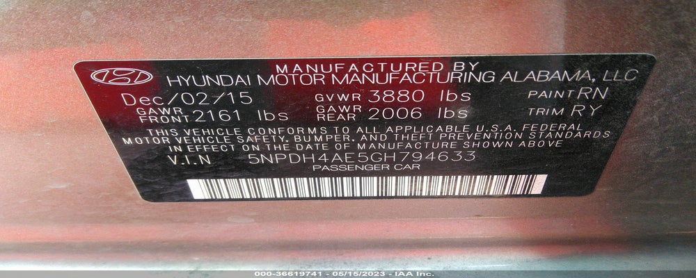 5NPDH4AE5GH794633 2016 HYUNDAI ELANTRA photo no. 9