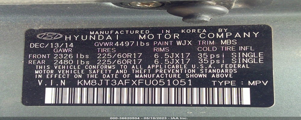 KM8JT3AFXFU051051 2015 HYUNDAI TUCSON photo no. 9