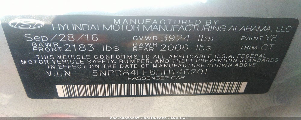 5NPD84LF6HH140201 2017 HYUNDAI ELANTRA photo no. 9