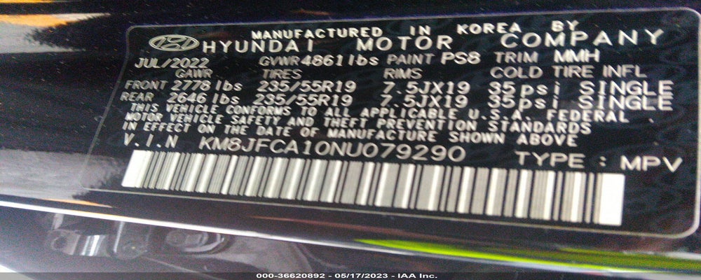 KM8JFCA10NU079290 2022 HYUNDAI TUCSON photo no. 9