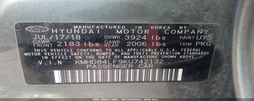 KMHD84LF9KU742132 2019 HYUNDAI ELANTRA photo no. 9