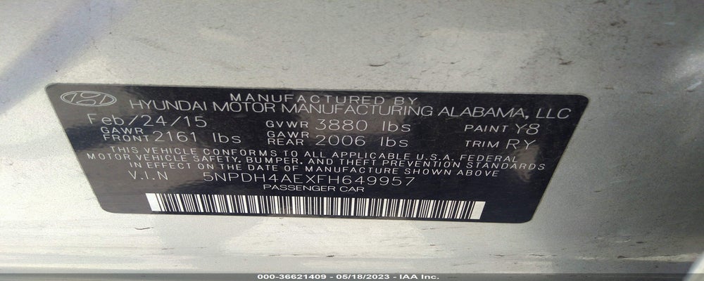 5NPDH4AEXFH649957 2015 HYUNDAI ELANTRA photo no. 9