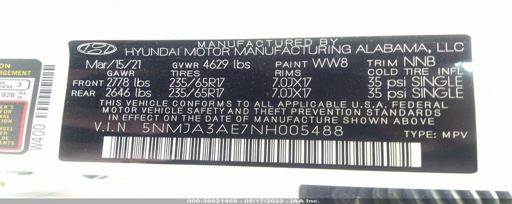 5NMJA3AE7NH005488 2022 HYUNDAI TUCSON photo no. 9