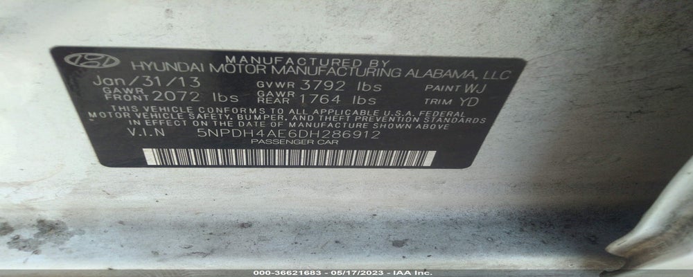 5NPDH4AE6DH286912 2013 HYUNDAI ELANTRA photo no. 9