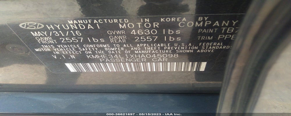 KMHE34L1XHA045098 2017 HYUNDAI SONATA HYBRID photo no. 9