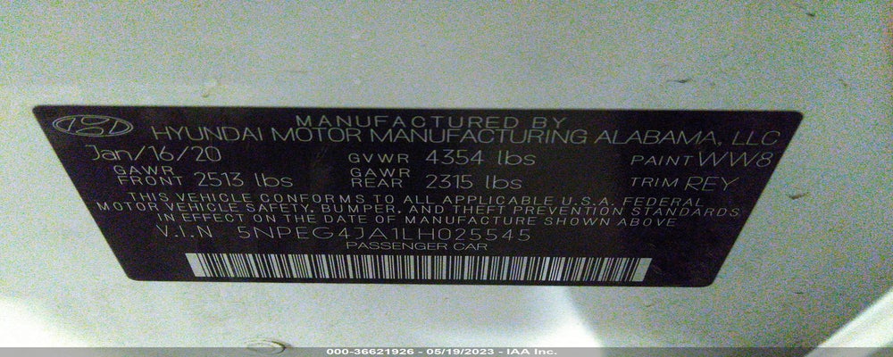 5NPEG4JA1LH025545 2020 HYUNDAI SONATA photo no. 9