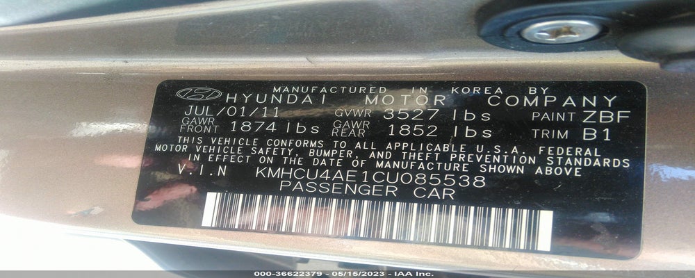 KMHCU4AE1CU085538 2012 HYUNDAI ACCENT photo no. 9