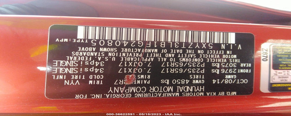 5XYZT3LB1FG240805 2015 HYUNDAI SANTA FE SPORT photo no. 9