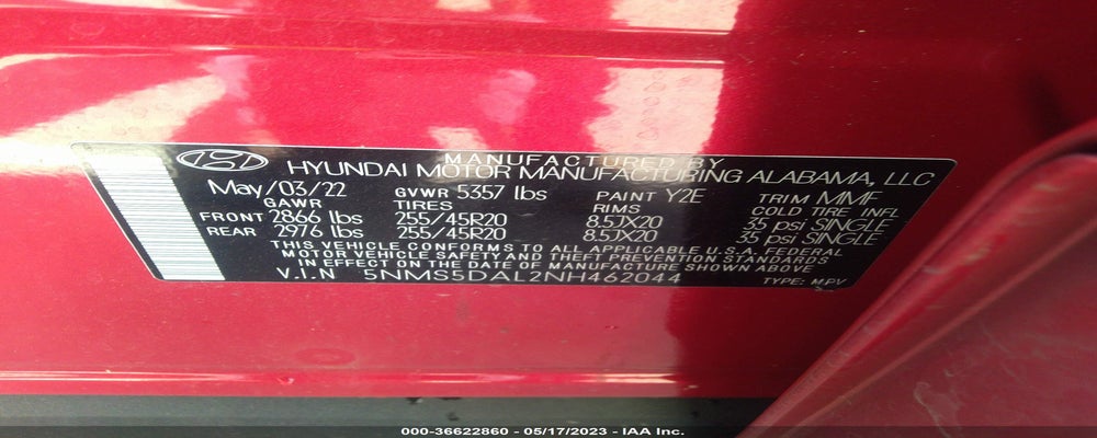 5NMS5DAL2NH462044 2022 HYUNDAI SANTA FE photo no. 9