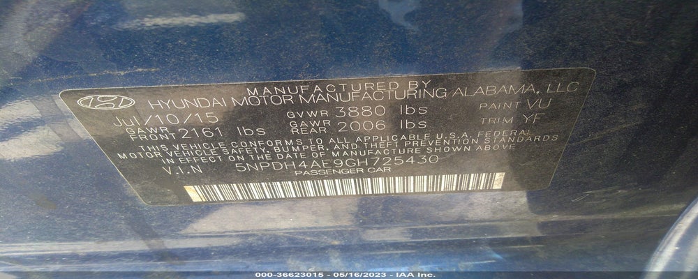 5NPDH4AE9GH725430 2016 HYUNDAI ELANTRA photo no. 9