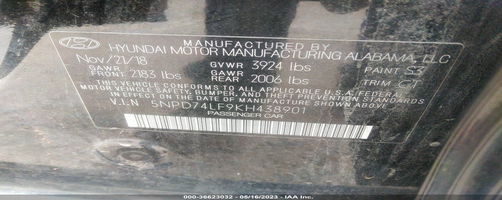 5NPD74LF9KH438901 2019 HYUNDAI ELANTRA photo no. 9