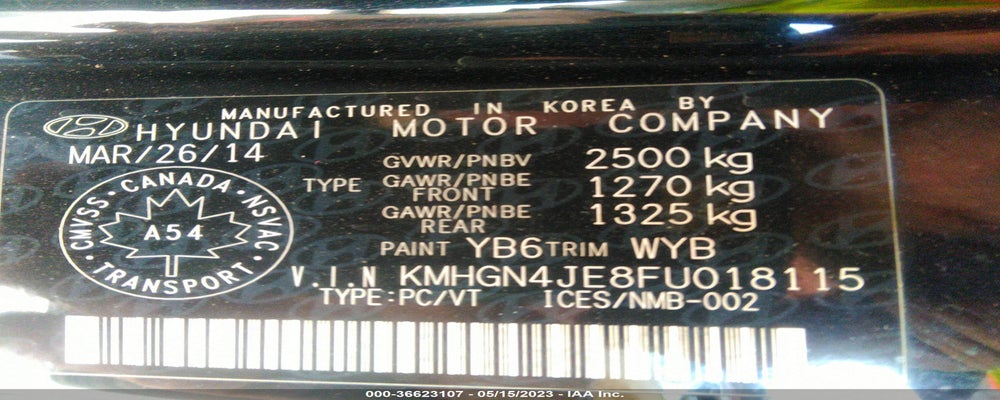 KMHGN4JE8FU018115 2015 HYUNDAI GENESIS SEDAN photo no. 9