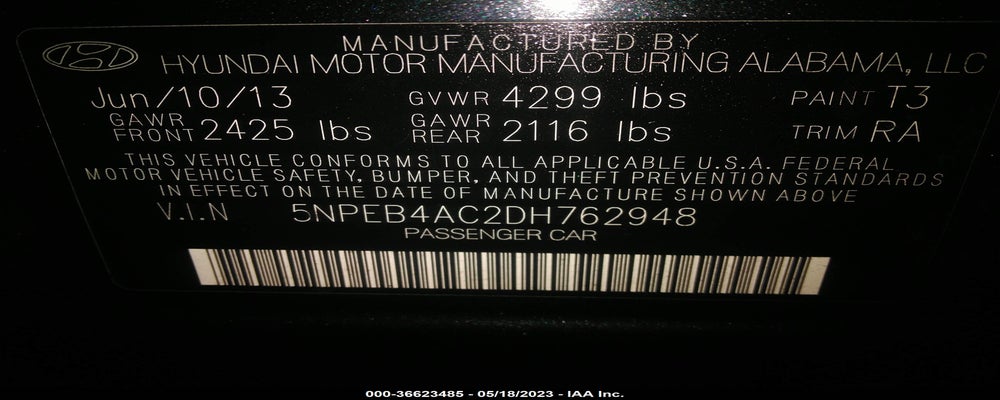 5NPEB4AC2DH762948 2013 HYUNDAI SONATA photo no. 9