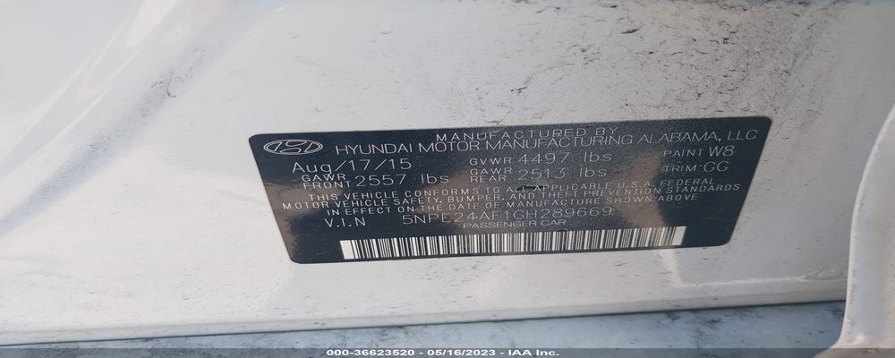 5NPE24AF1GH289669 2016 HYUNDAI SONATA photo no. 9