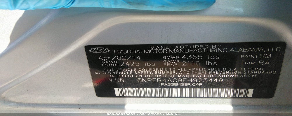 5NPEB4AC9EH925449 2014 HYUNDAI SONATA photo no. 9