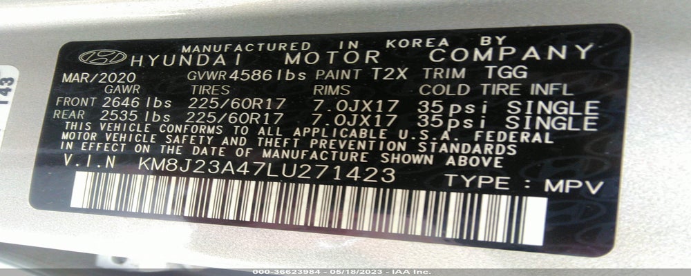 KM8J23A47LU271423 2020 HYUNDAI TUCSON photo no. 9