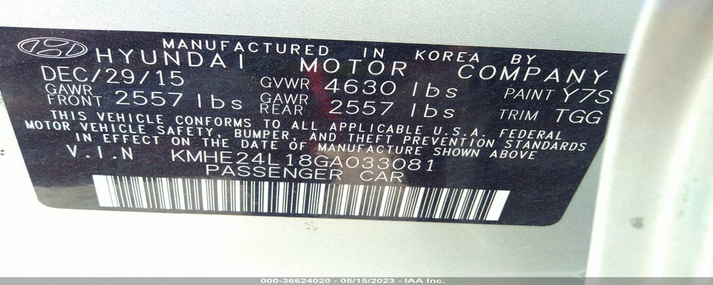 KMHE24L18GA033081 2016 HYUNDAI SONATA HYBRID photo no. 9