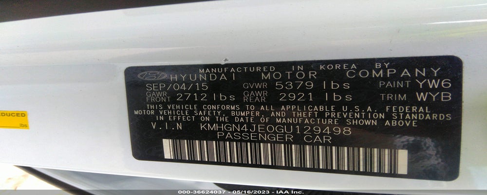 KMHGN4JE0GU129498 2016 HYUNDAI GENESIS photo no. 9