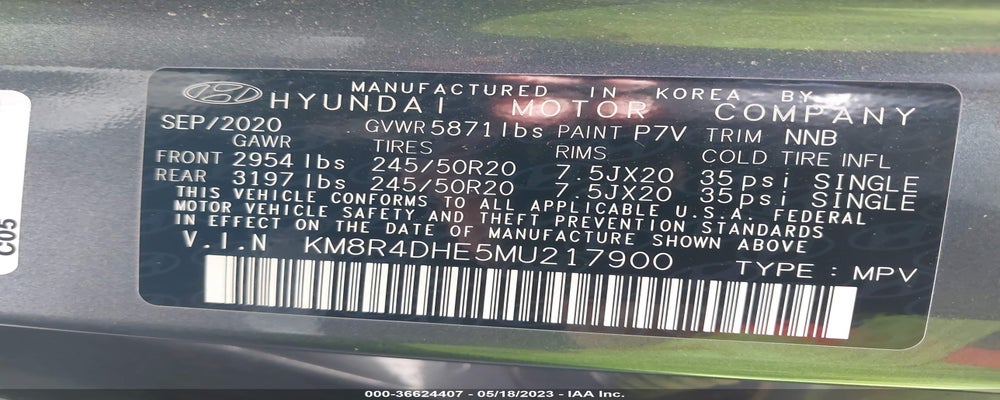 KM8R4DHE5MU217900 2021 HYUNDAI PALISADE photo no. 9