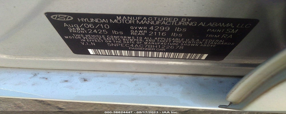 5NPEC4AC7BH122678 2011 HYUNDAI SONATA photo no. 9