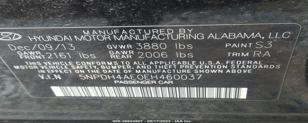 5NPDH4AE0EH460037 2014 HYUNDAI ELANTRA photo no. 9