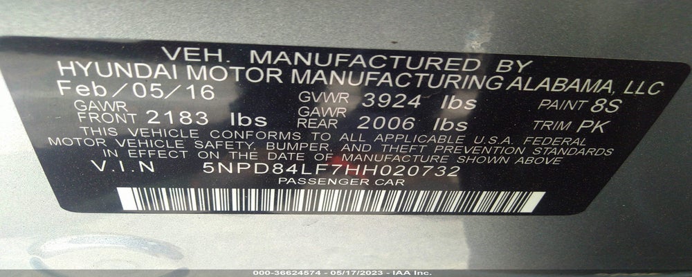 5NPD84LF7HH020732 2017 HYUNDAI ELANTRA photo no. 9