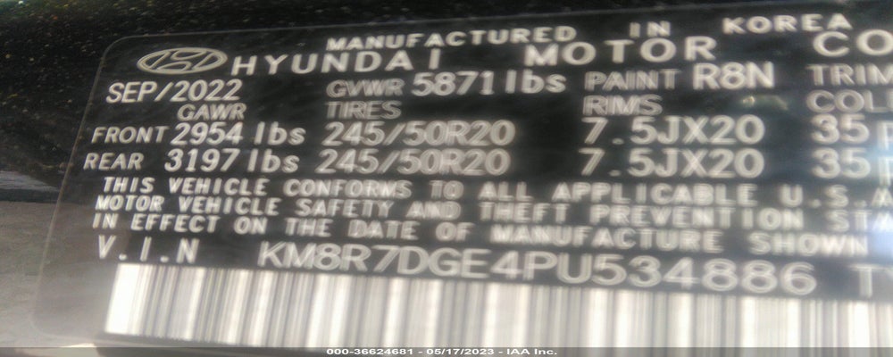KM8R7DGE4PU534886 2023 HYUNDAI PALISADE photo no. 9