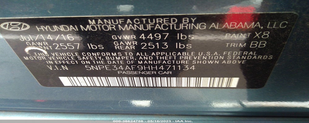 5NPE34AF9HH471134 2017 HYUNDAI SONATA photo no. 9
