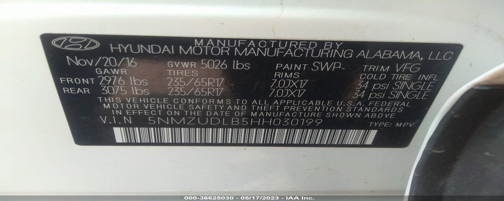 5NMZUDLB5HH030199 2017 HYUNDAI SANTA FE SPORT photo no. 9