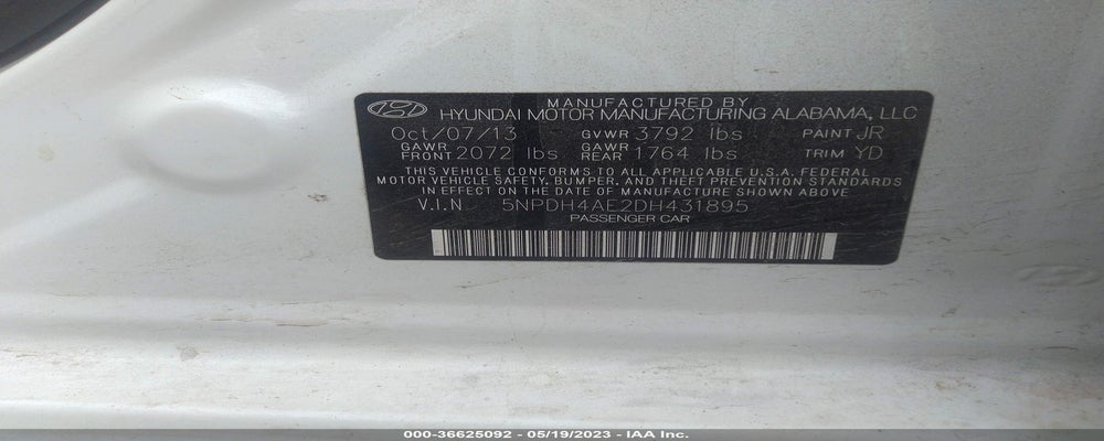 5NPDH4AE2DH431895 2013 HYUNDAI ELANTRA photo no. 9